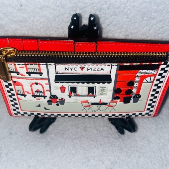 Kate Spade ♠️ Slice Pizza Shop 🍕Embossed Leather Small Slim Bifold Wallet - Picture 7 of 10